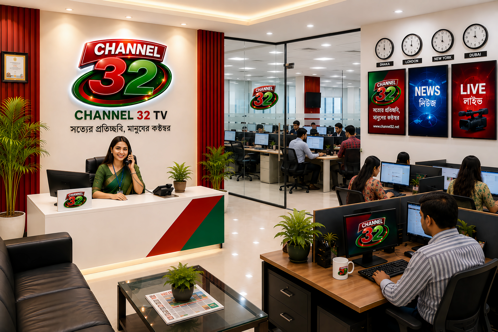 Channel 32 TV Studio Office Banner